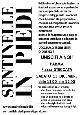 Le Sentinelle in Piedi il 13 dicembre 2014 a Parma - Glauco Santi News        